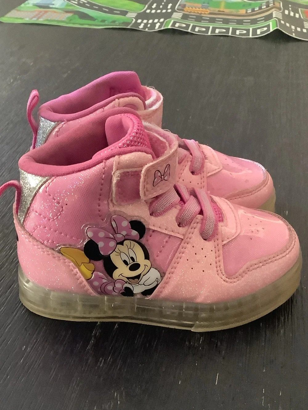 Disney Pink Minnie Mouse Light-Up High-Top Sneakers for Kids
